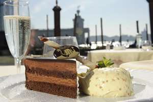 Torta al cioccolato con amaretto allo zabaione , Grand Canal Restaurant, Venice, Italy | Bown's Best